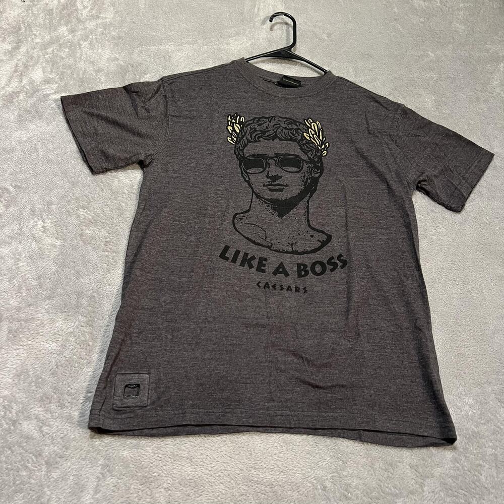 Caesars Like A Boss Shirt Mens Medium Gray Graphic Tee Funny Casino Vegas